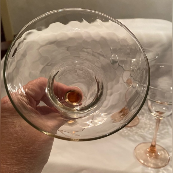 Set of 4 Pink Stemmed Bottom Margarita Glasses. Gorgeous - Picture 8 of 10
